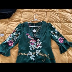 Free People Embroidery Satin Top